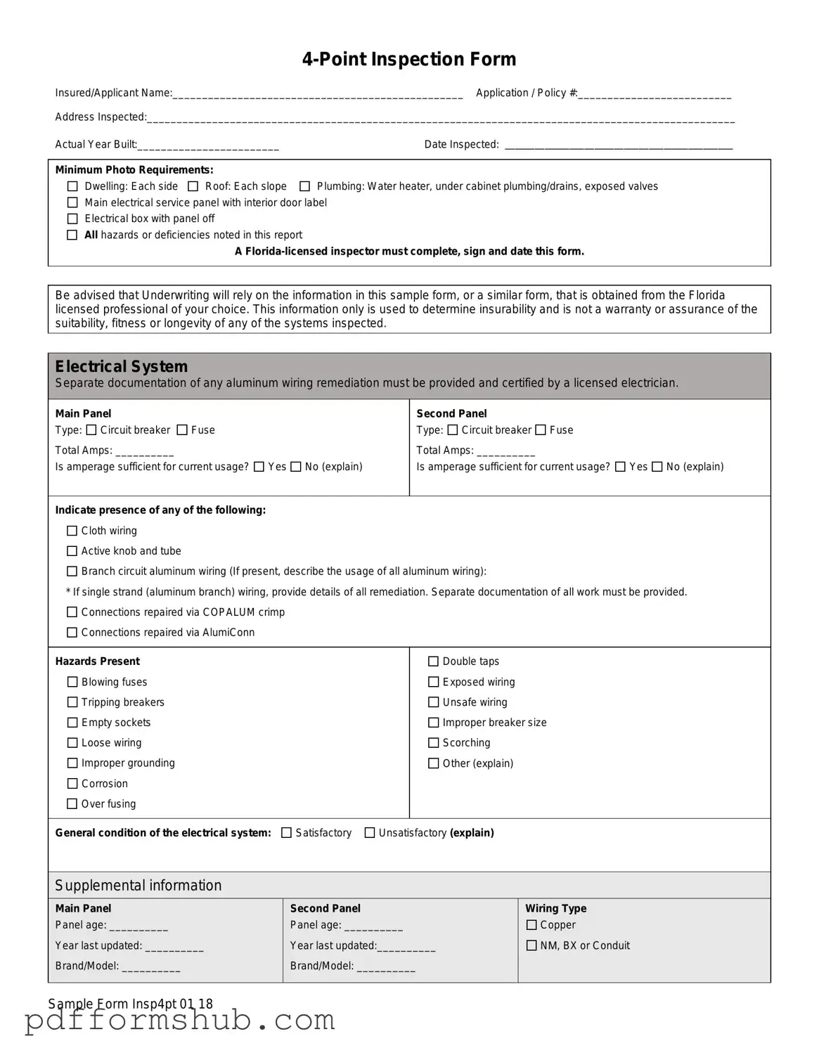 Fill in Your 4 Point Inspection Form