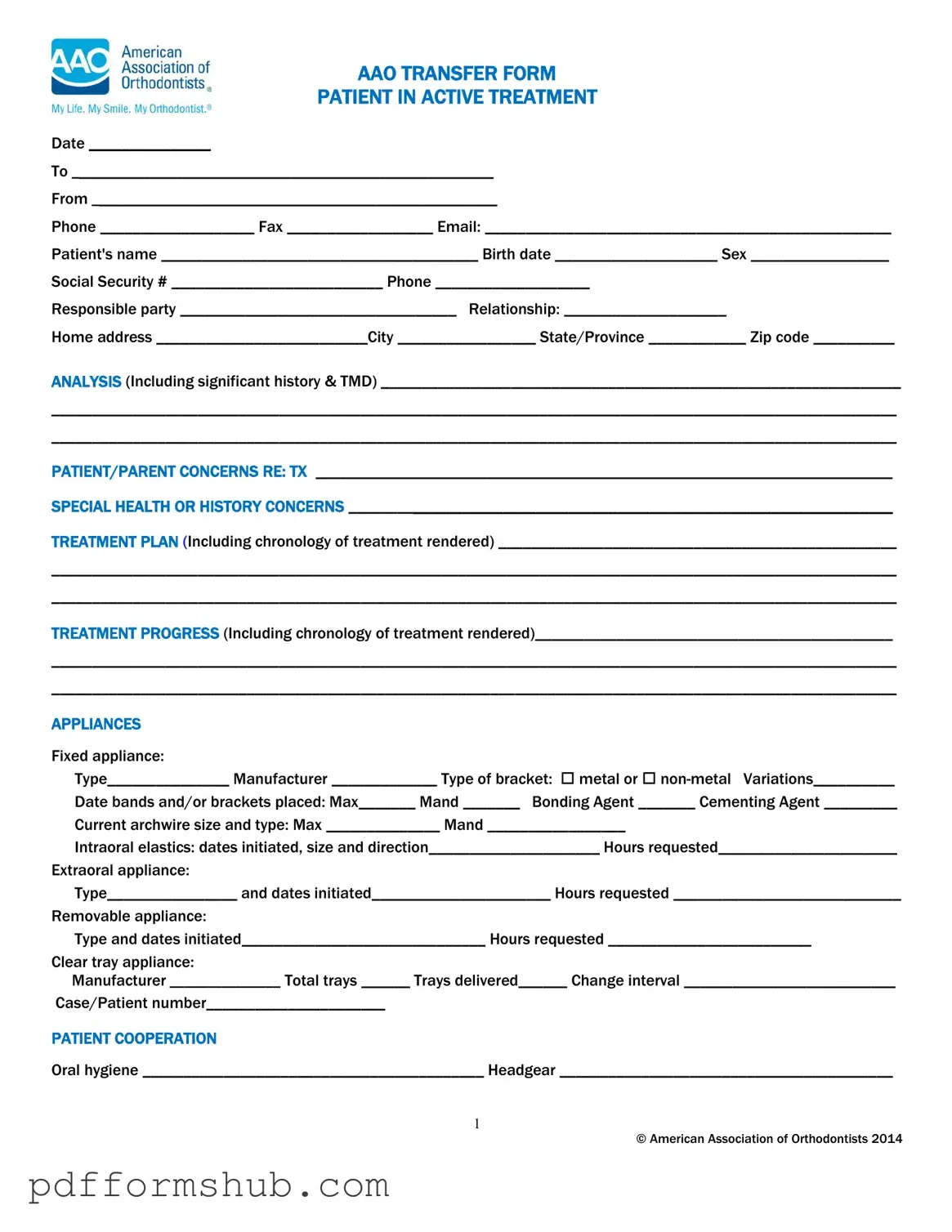 Fill in Your Aao Transfer Form