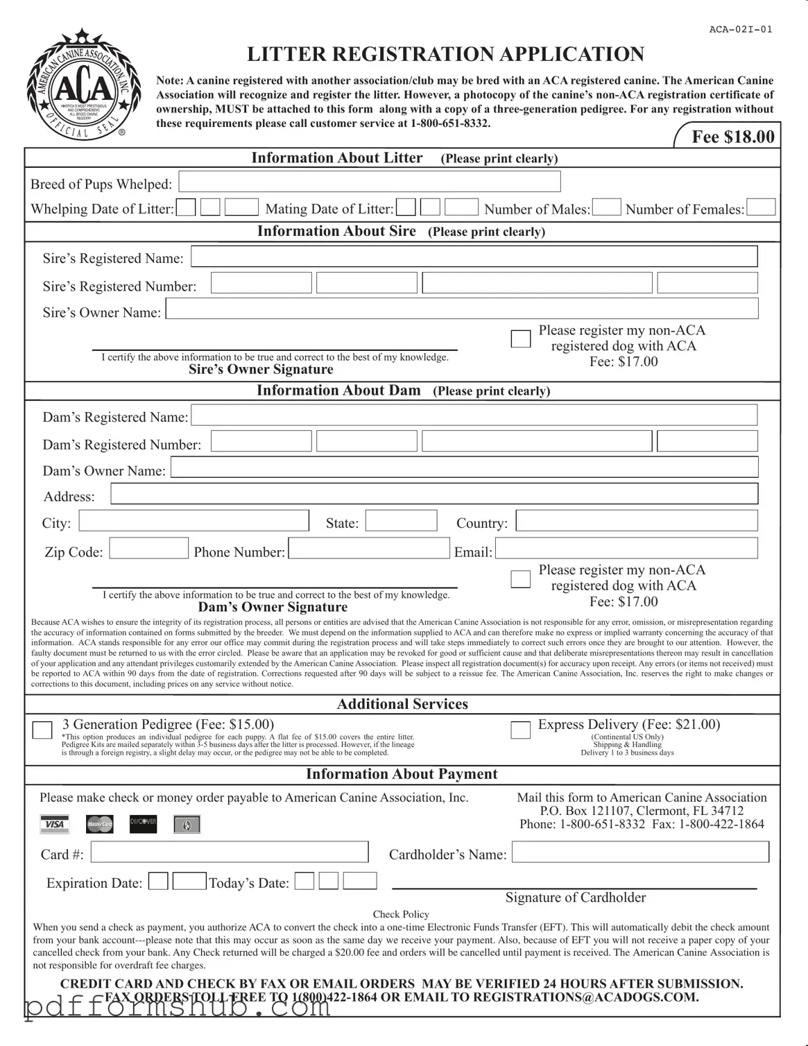 Fill in Your Aca Litter Registration Form