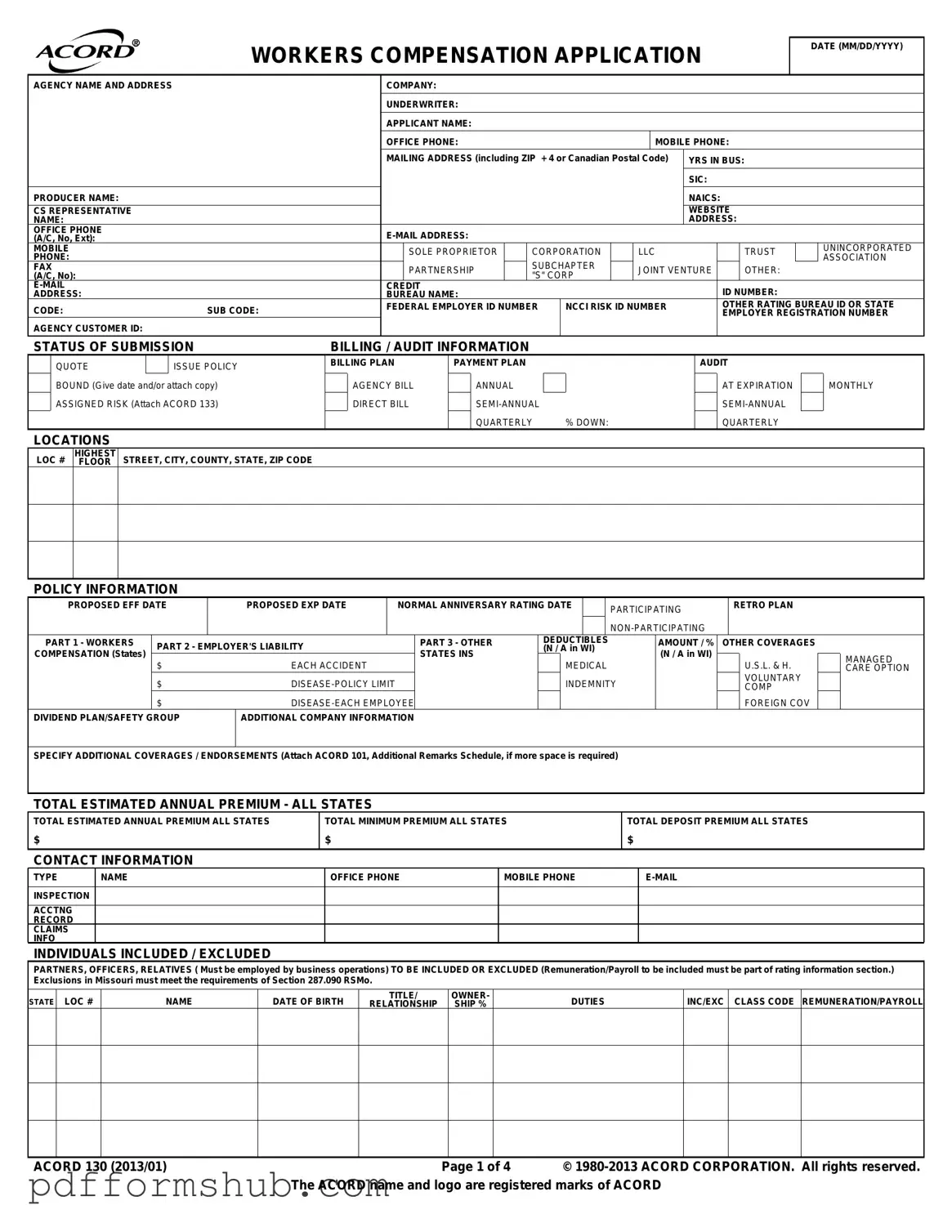 Fill in Your Acord 130 Form
