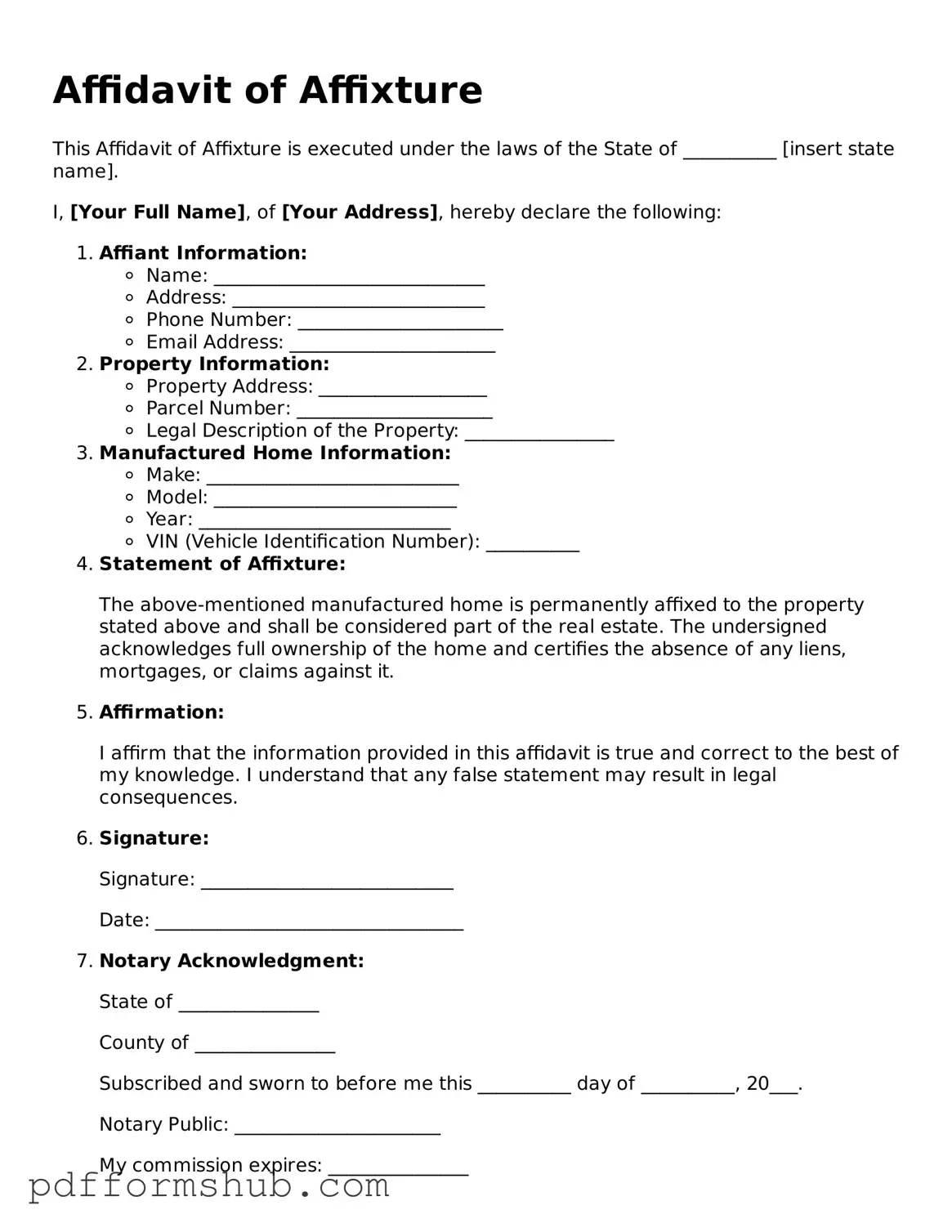 Valid Affidavit of Affixture Form
