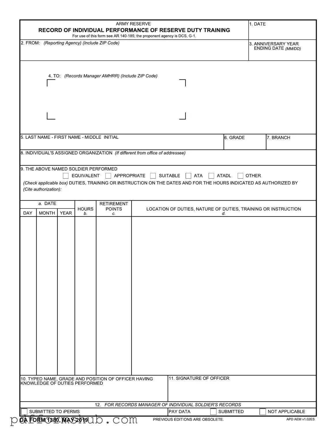 Fill in Your Da 1380 Form