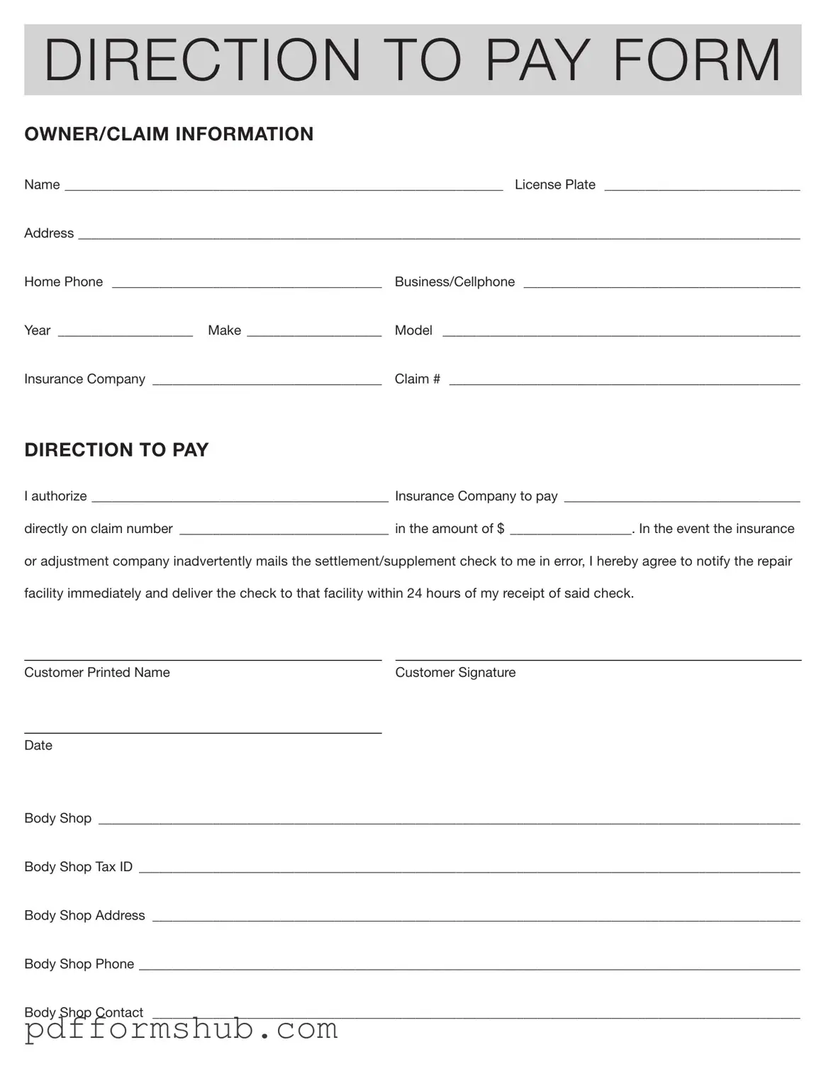 Fill in Your Authorization And Direction Pay Form