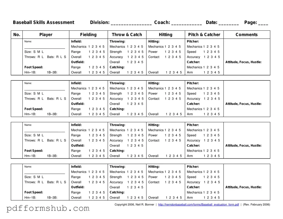 Fill in Your Baseball Assessment Form