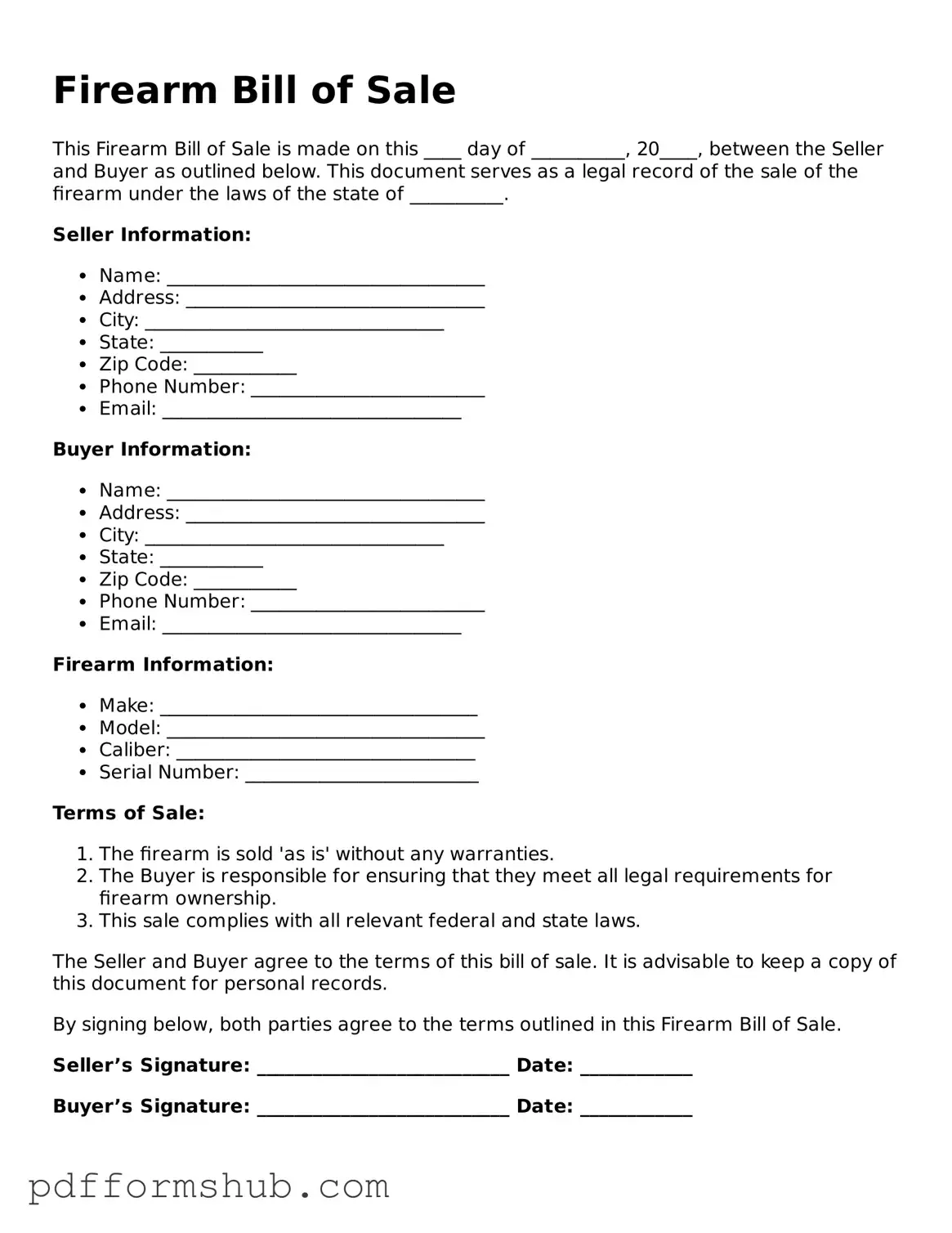 Valid Firearm Bill of Sale Form