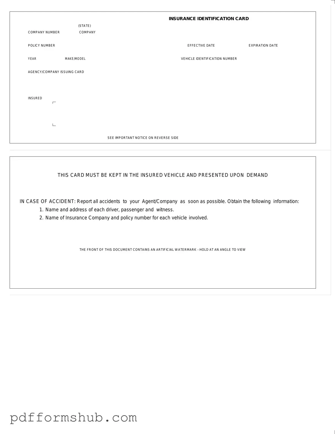 Fill in Your Auto Insurance Card Form