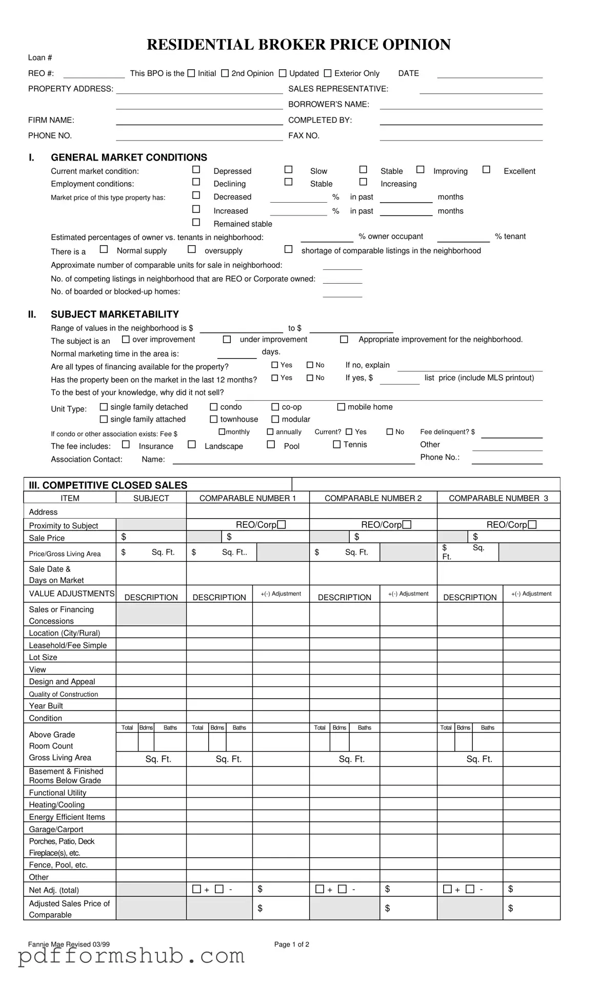 Fill in Your Broker Price Opinion Form