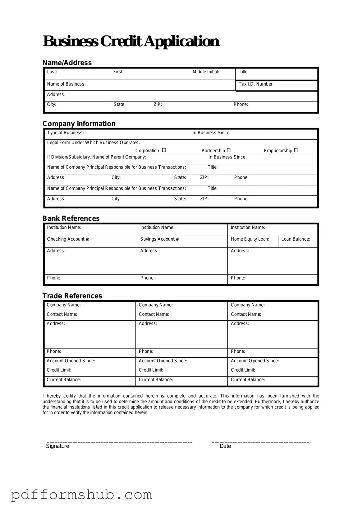 Fill in Your Business Credit Application Form
