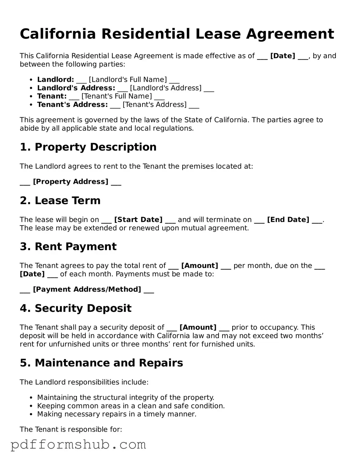 Attorney-Verified Residential Lease Agreement Form for California State