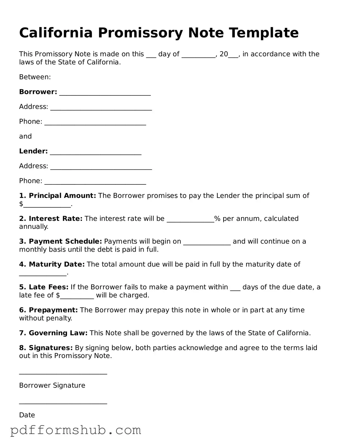 Attorney-Verified Promissory Note Form for California State