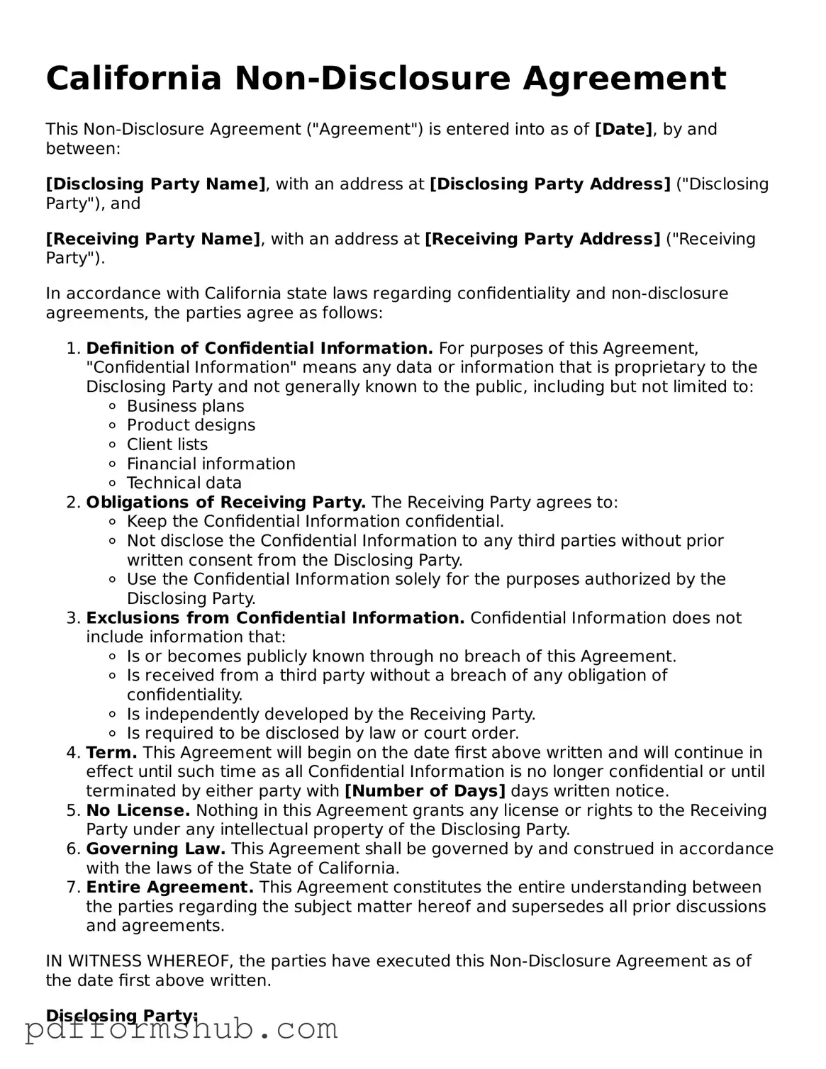 Attorney-Verified Non-disclosure Agreement Form for California State