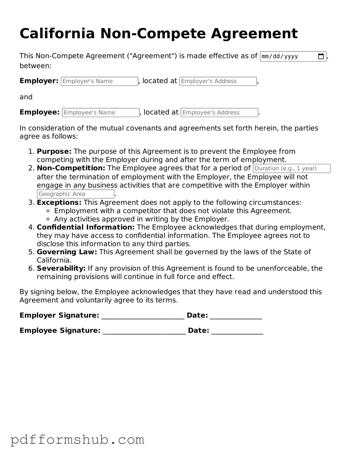 Attorney-Verified Non-compete Agreement Form for California State