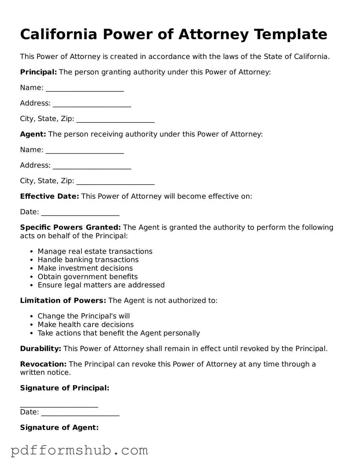 Attorney-Verified Power of Attorney Form for California State