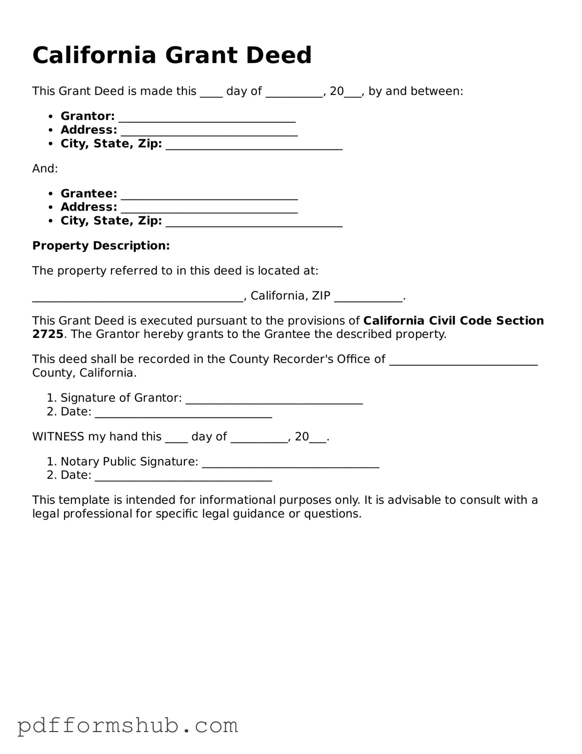 Attorney-Verified Deed Form for California State