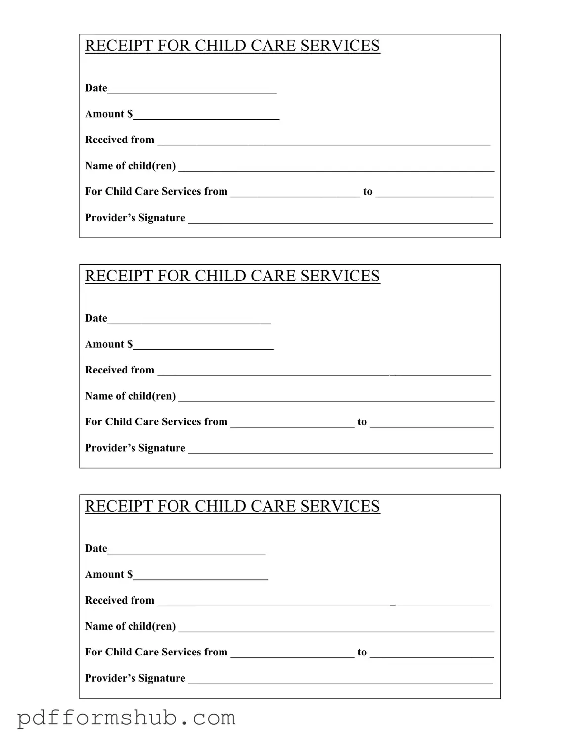 Fill in Your Childcare Receipt Form