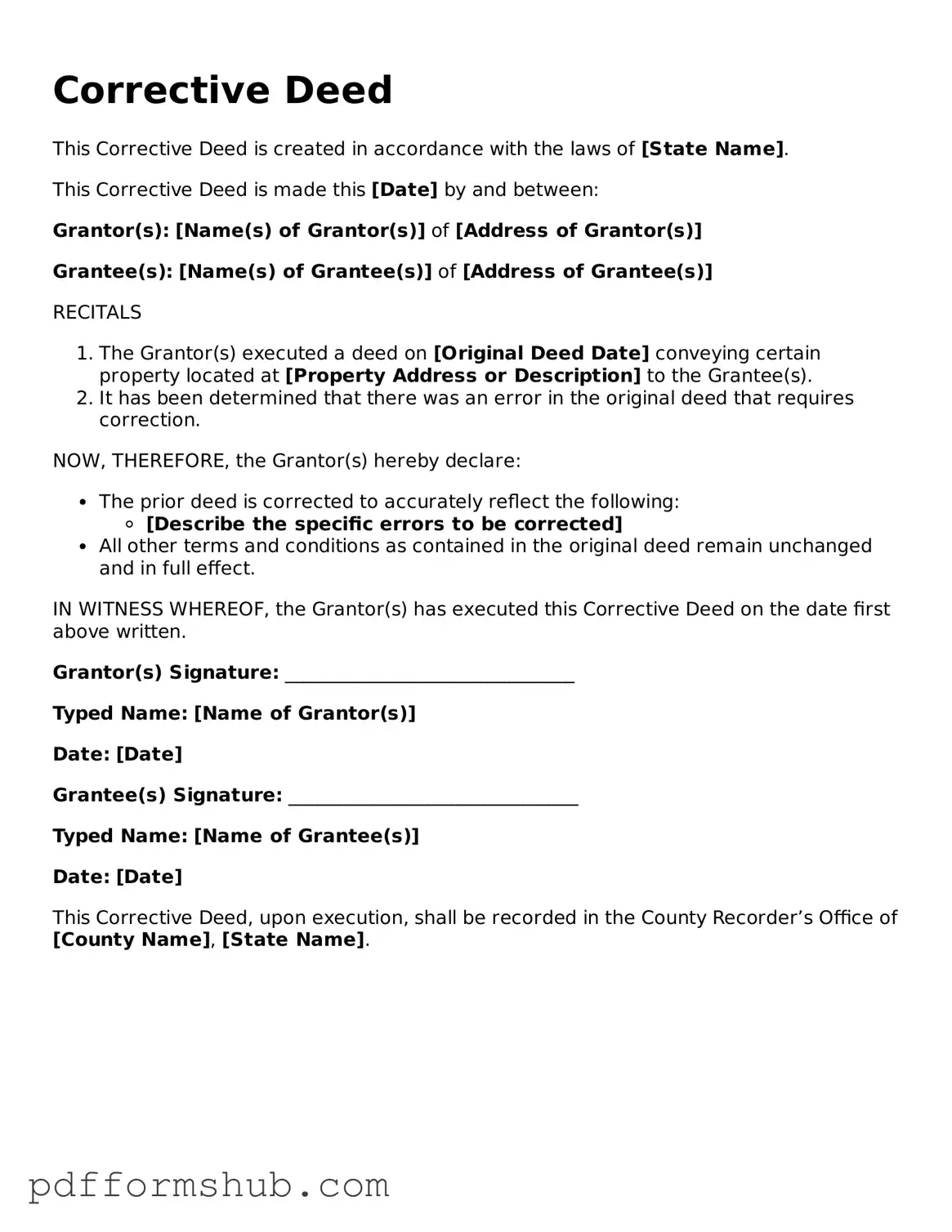 Valid Corrective Deed Form