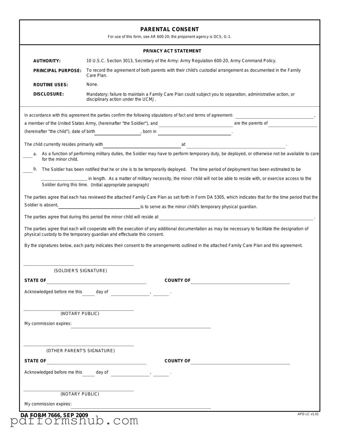 Fill in Your DA 7666 Form