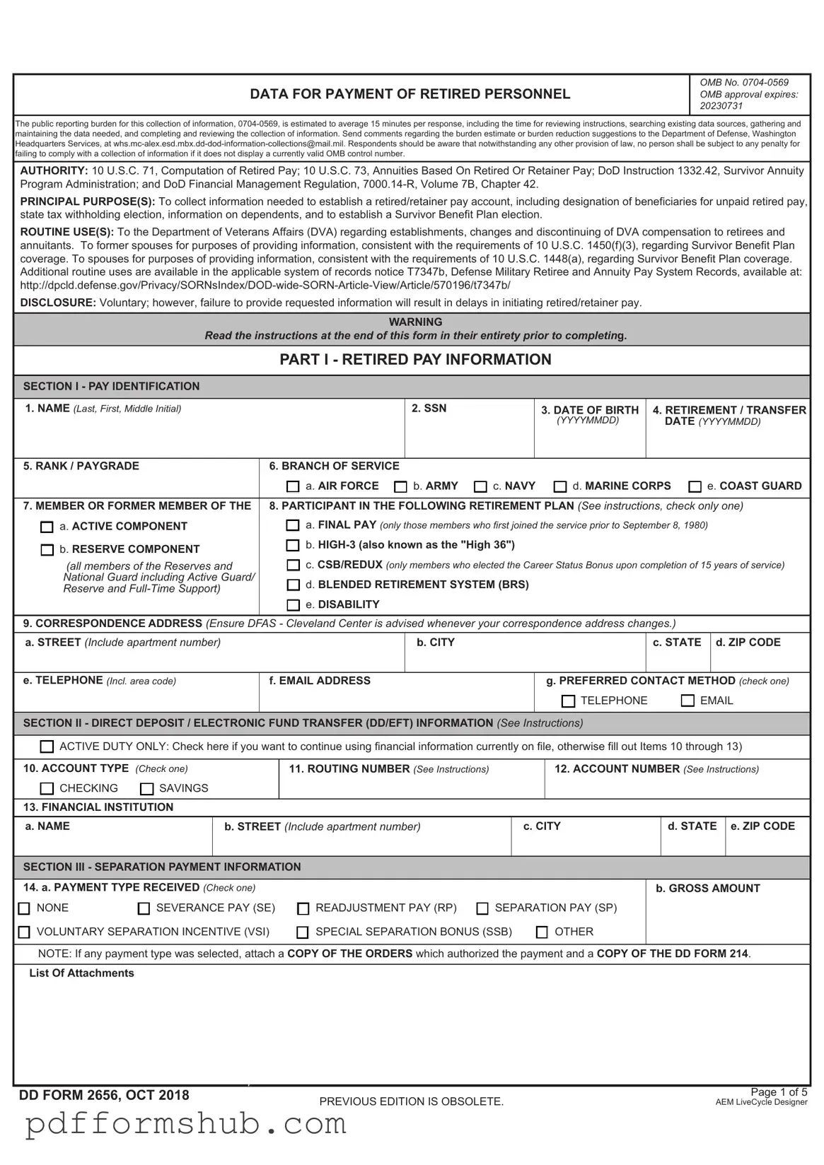 Fill in Your DD 2656 Form