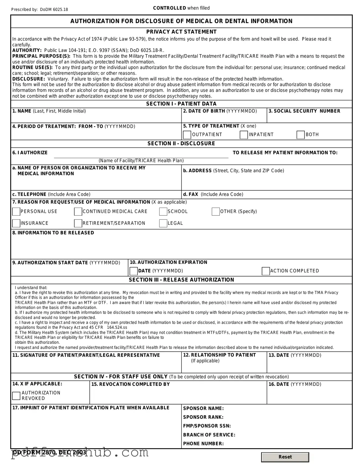 Fill in Your DD 2870 Form