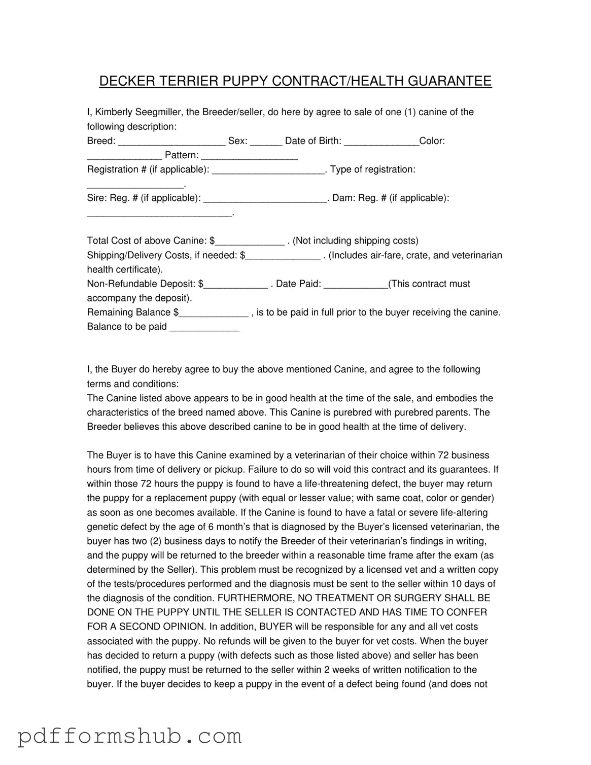 Fill in Your Health Guarantee Form