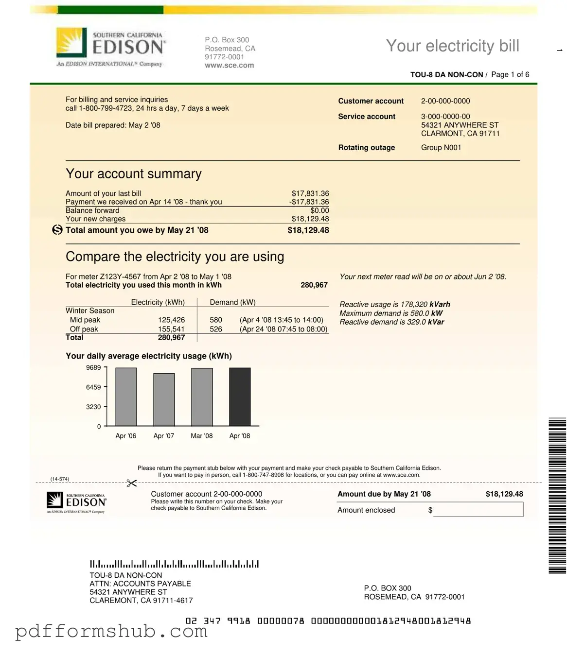 Fill in Your Edison Electricity Bill Form
