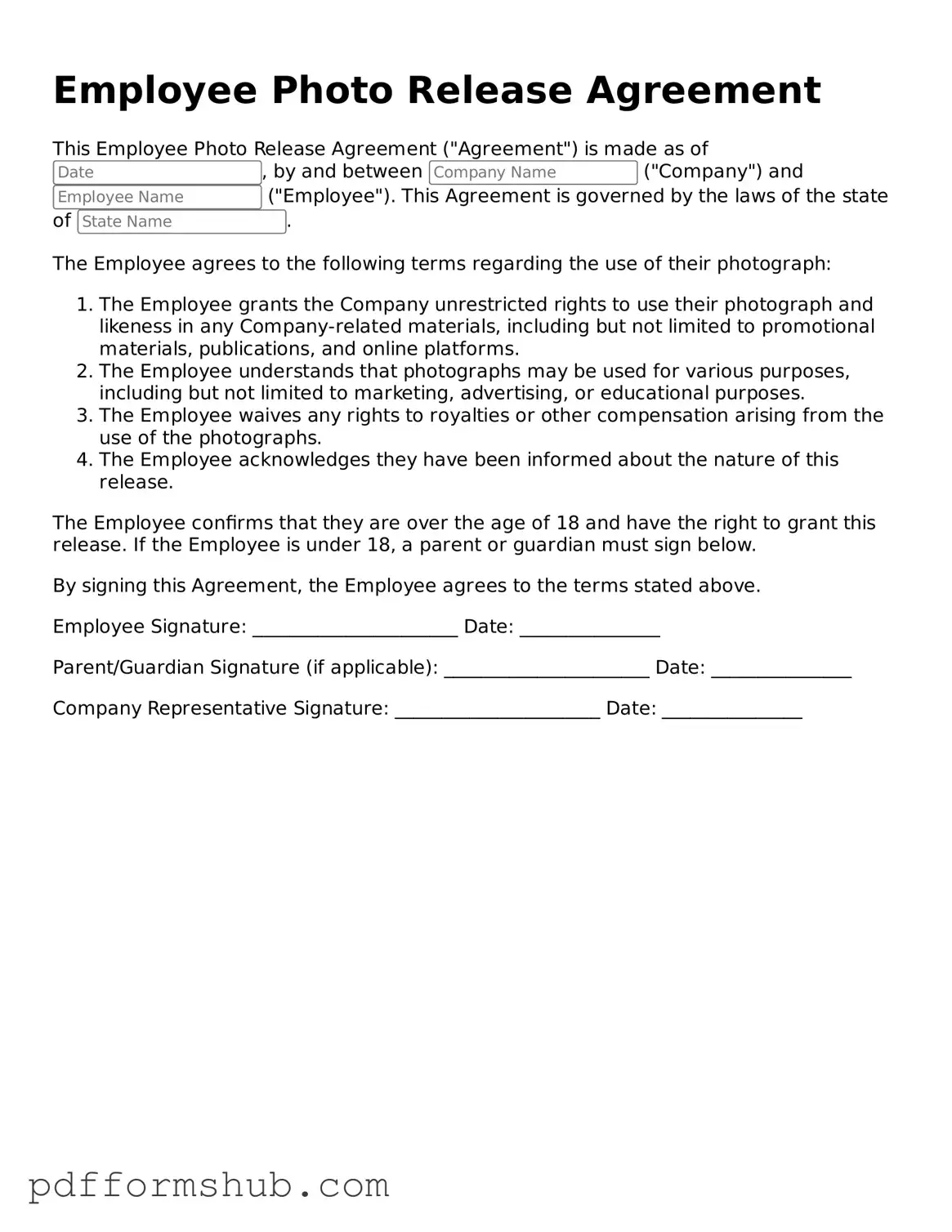 Valid Employee Photo Release Form