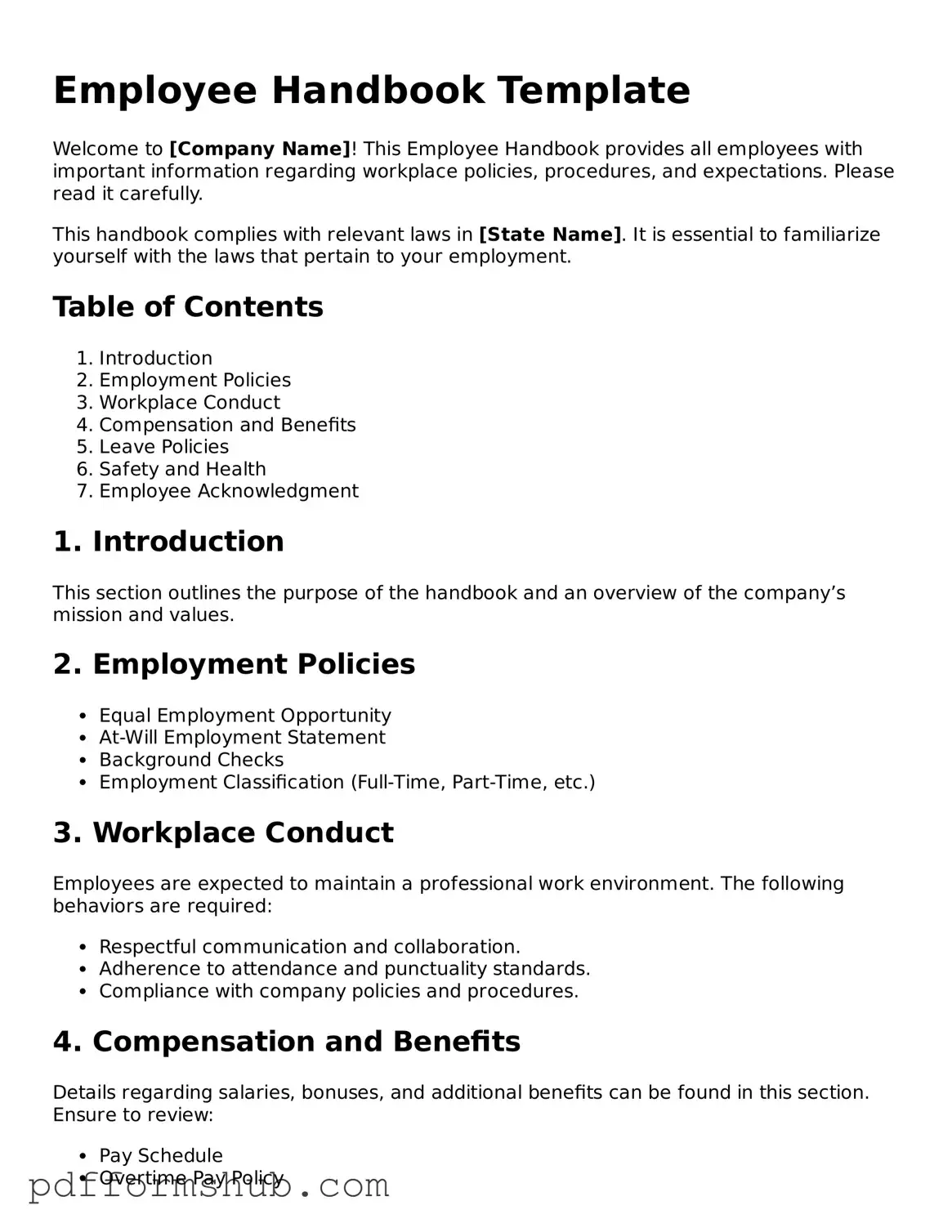 Valid Employee Handbook Form