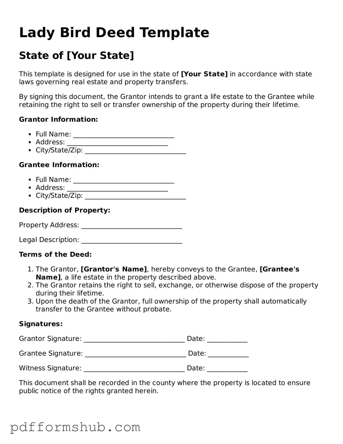 Valid Lady Bird Deed Form