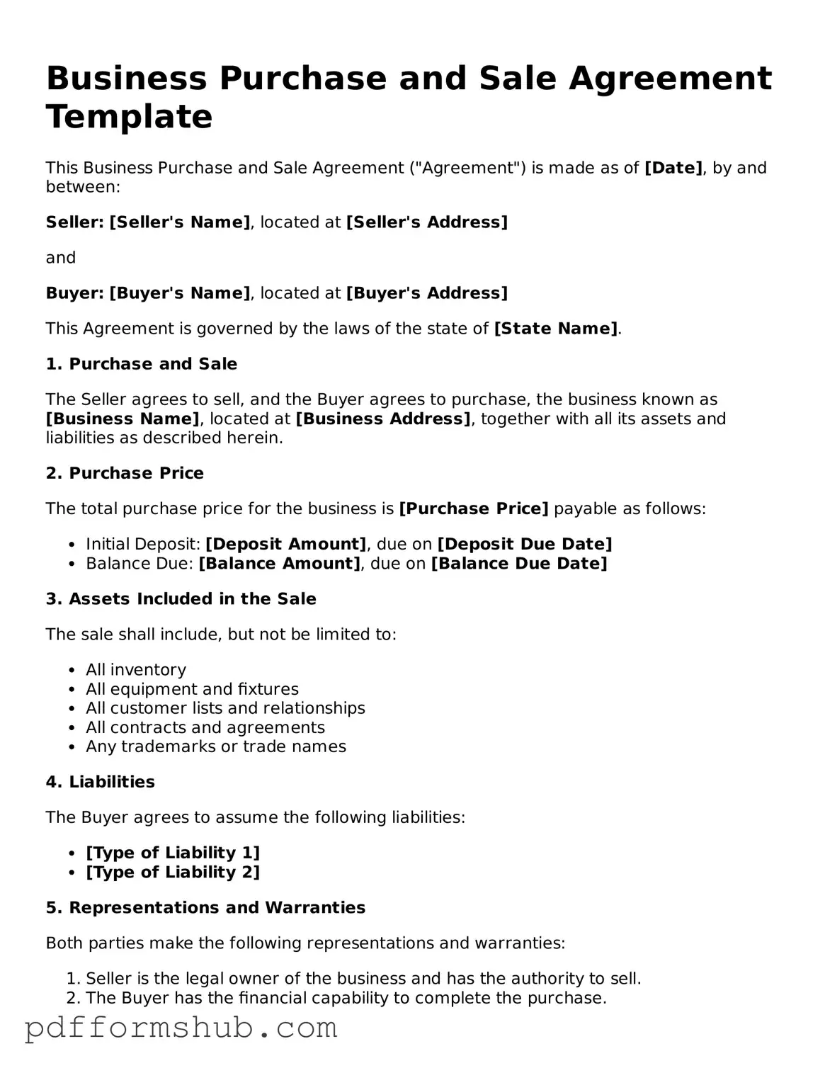 Valid Business Purchase and Sale Agreement Form