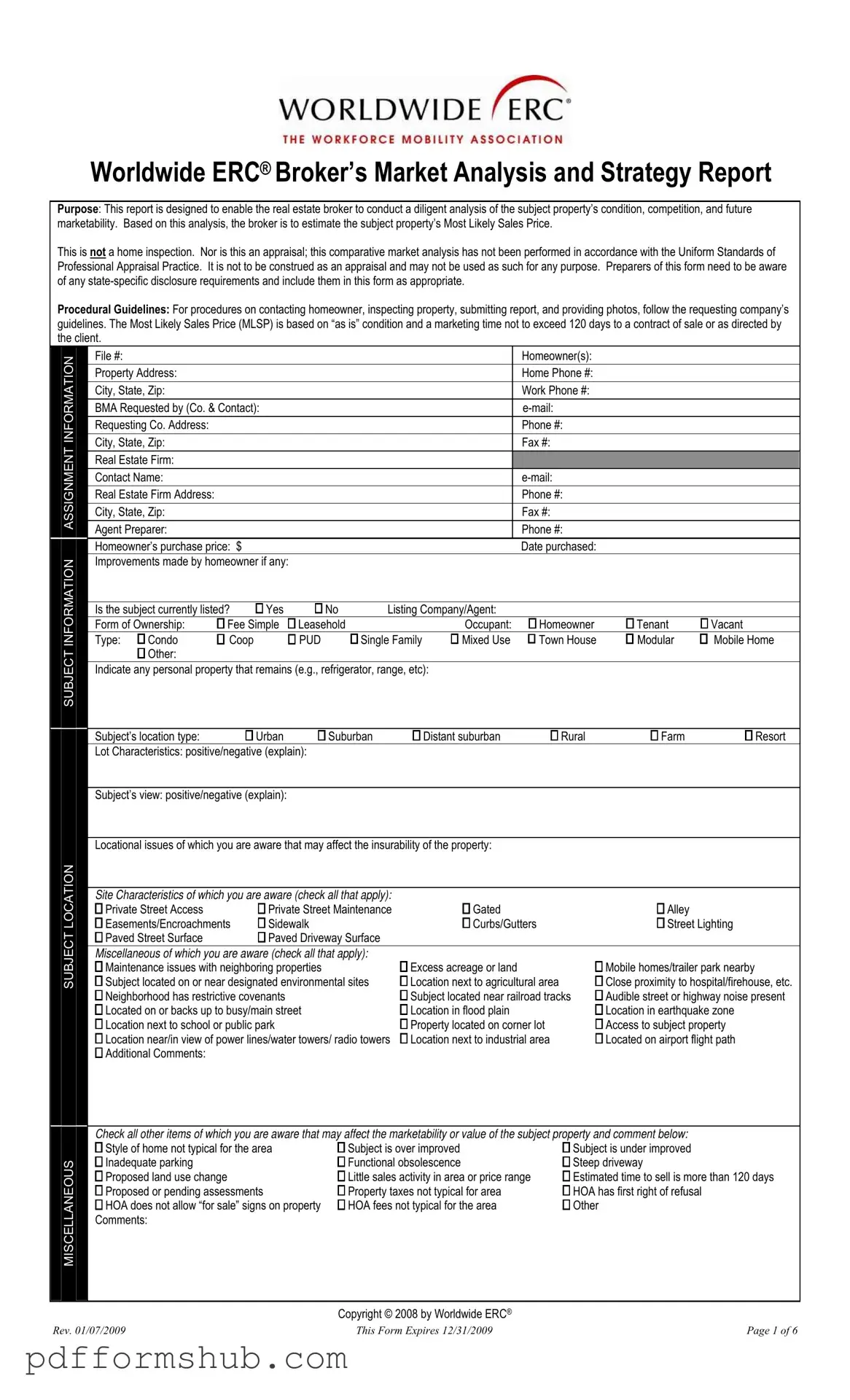 Fill in Your Erc Broker Market Analysis Form