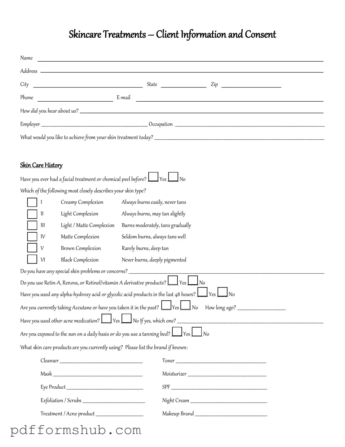 Fill in Your Facial Consent Form