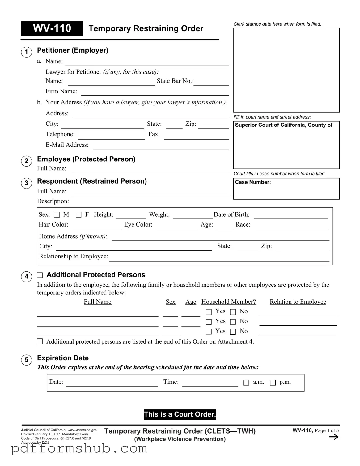 Fill in Your Fake Restraining Order Form