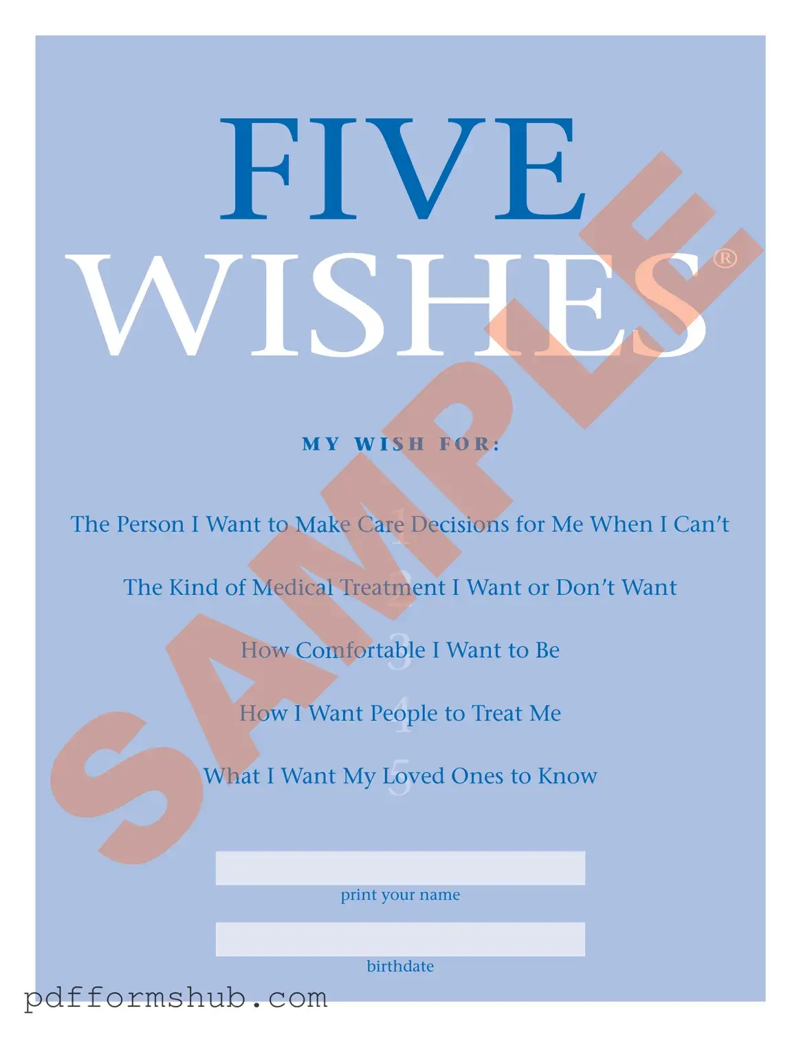 Fill in Your 5 Wishes Document Form