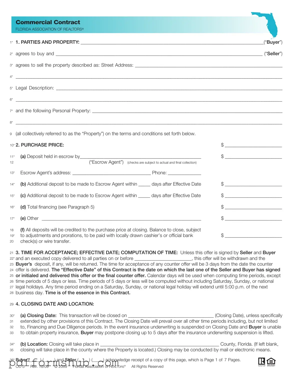 Fill in Your Florida Commercial Contract Form