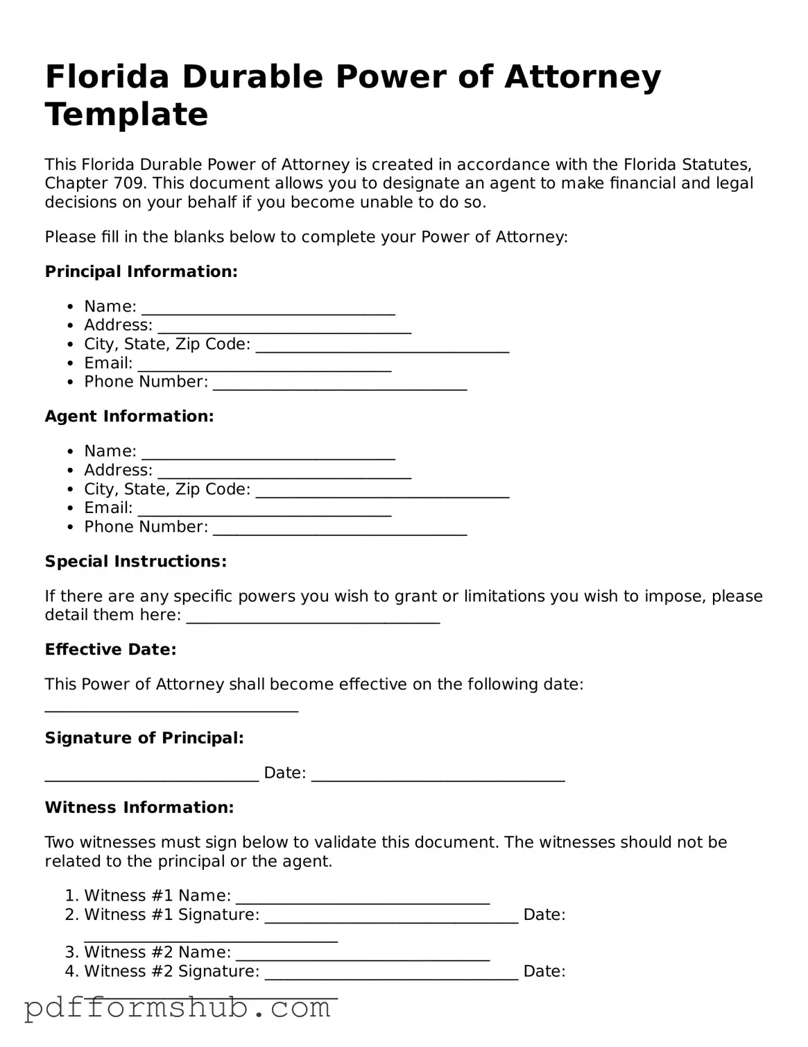 Attorney-Verified Power of Attorney Form for Florida State