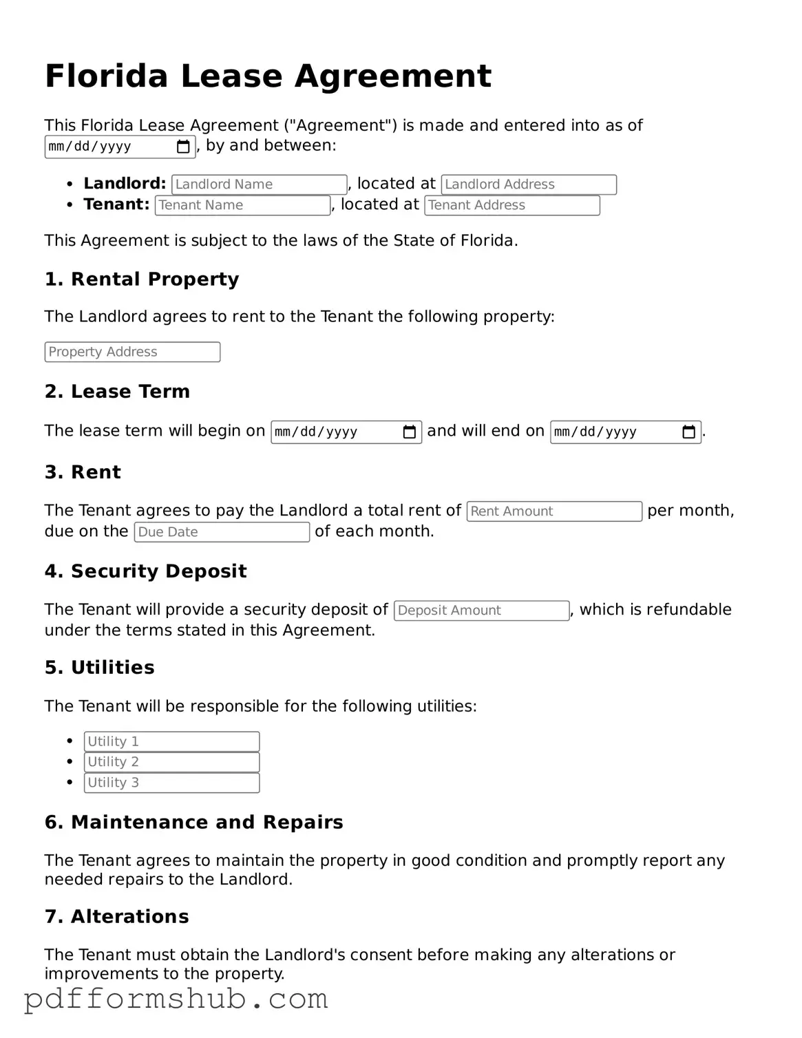 Attorney-Verified Lease Agreement Form for Florida State
