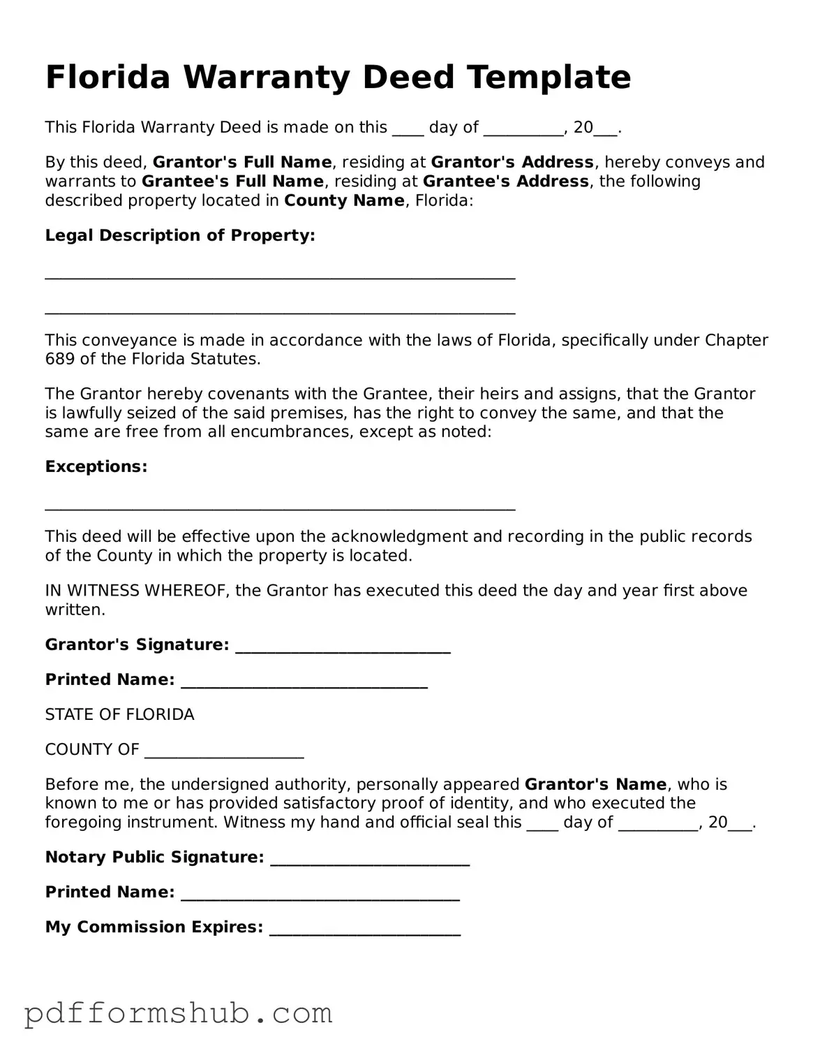 Attorney-Verified Deed Form for Florida State