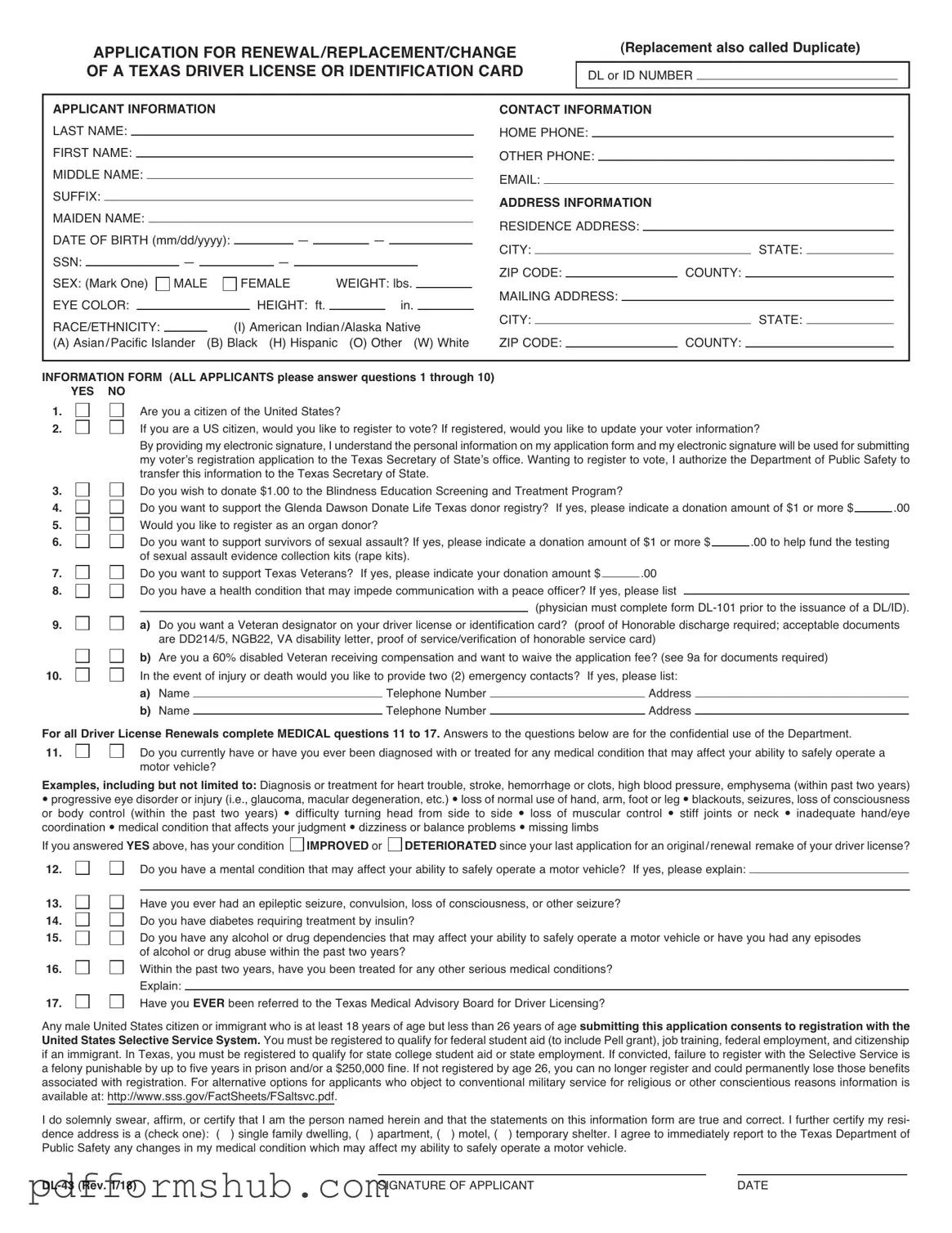 Fill in Your DL-43 Form