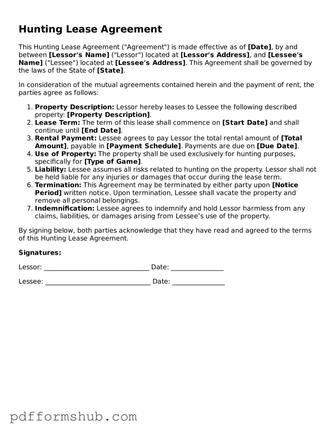 Valid Hunting Lease Agreement Form