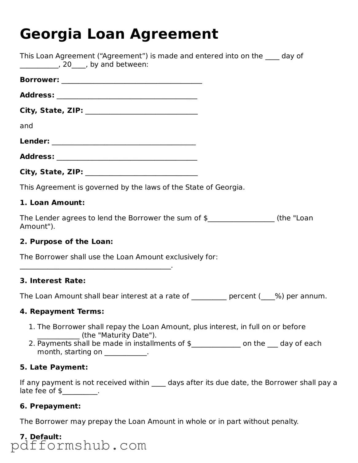 Attorney-Verified Loan Agreement Form for Georgia State