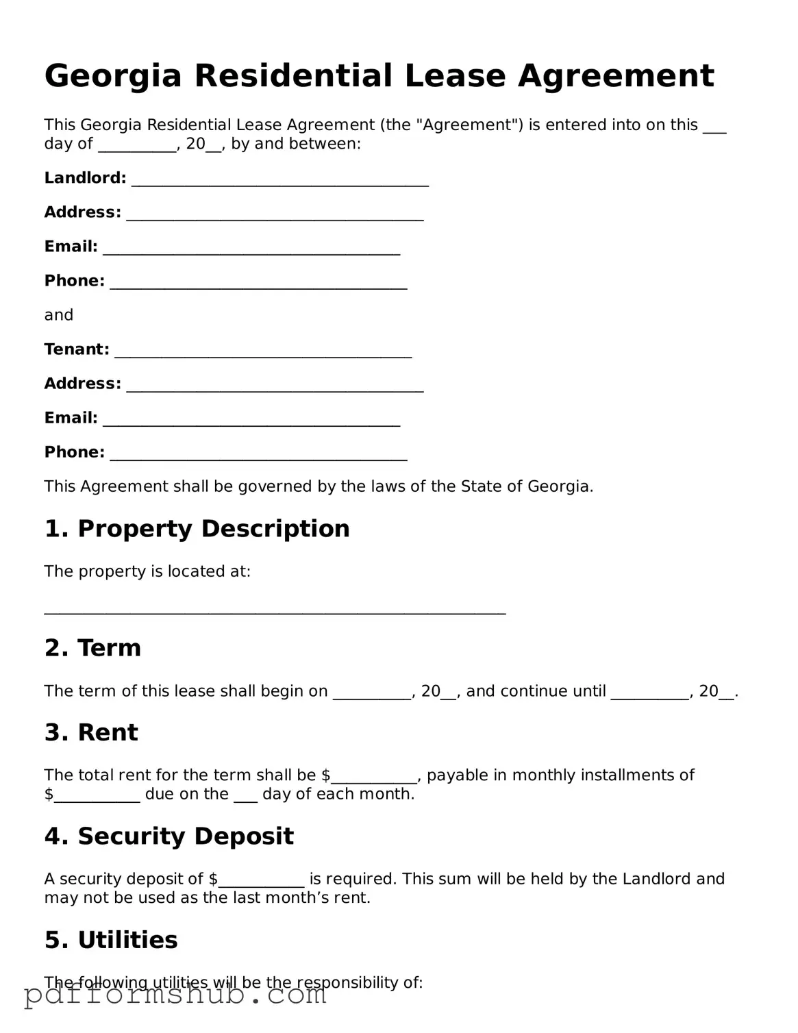 Attorney-Verified Residential Lease Agreement Form for Georgia State