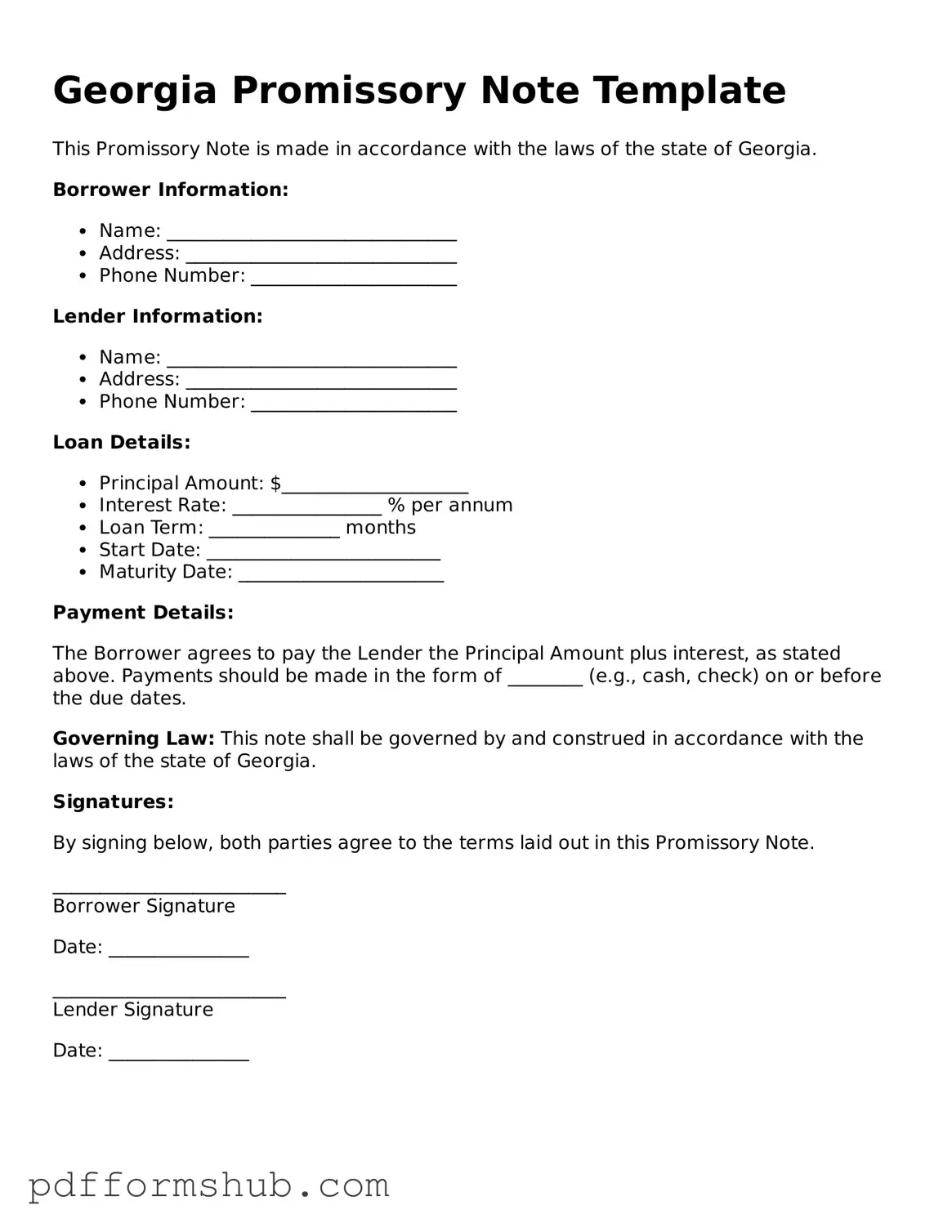 Attorney-Verified Promissory Note Form for Georgia State