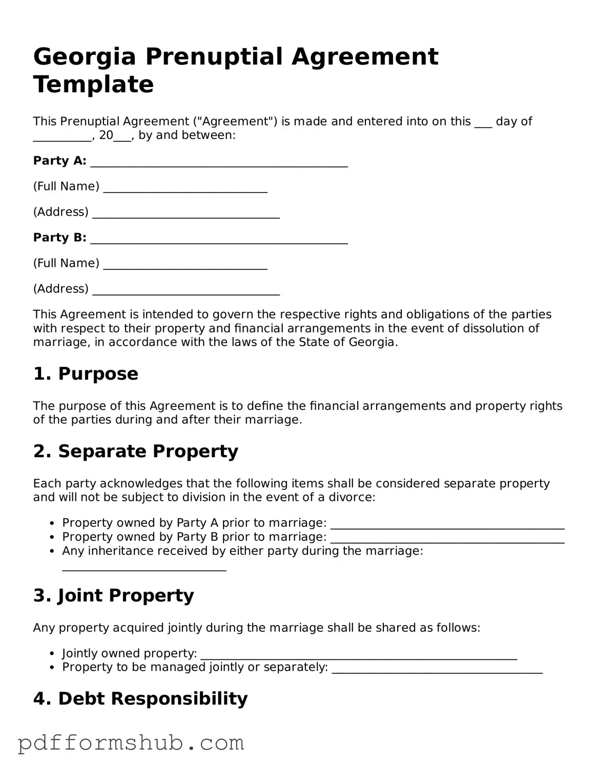 Attorney-Verified Prenuptial Agreement Form for Georgia State