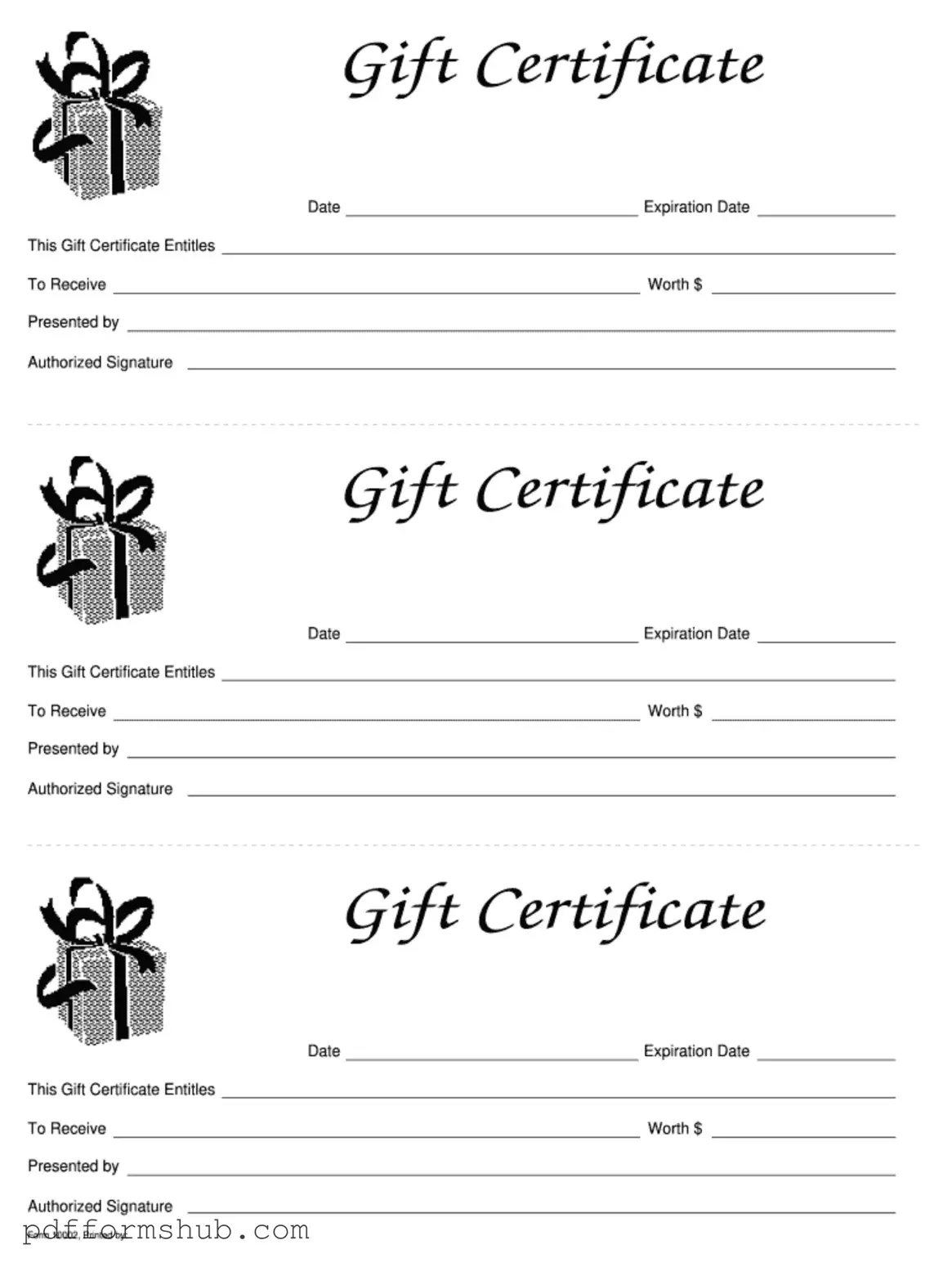 Fill in Your Gift Certificate Form