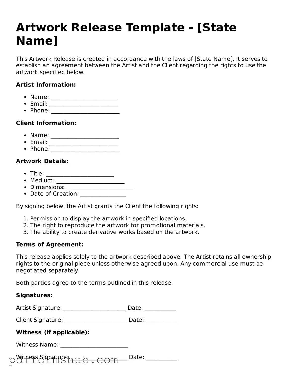 Valid Artwork Release Form