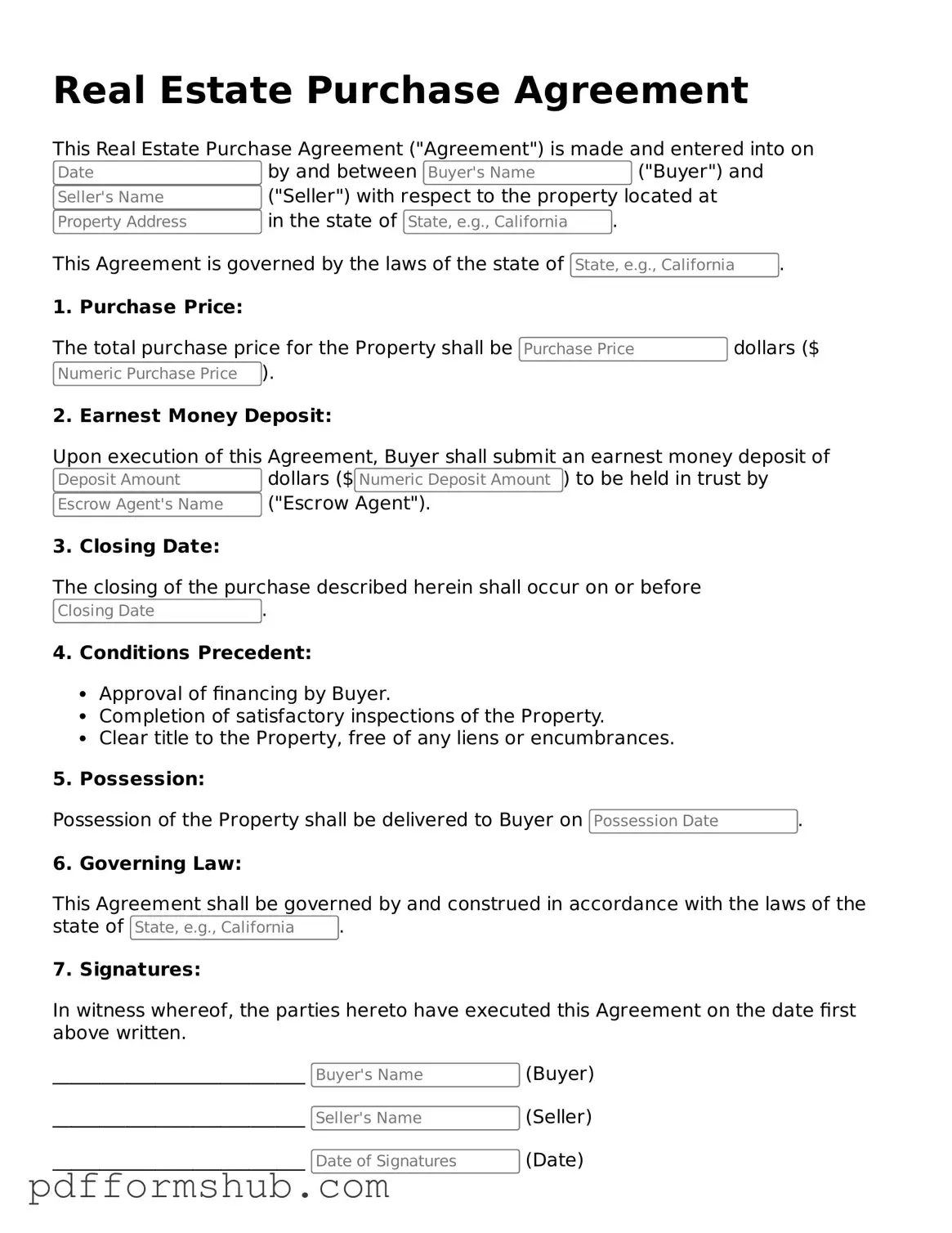 Valid Real Estate Purchase Agreement Form