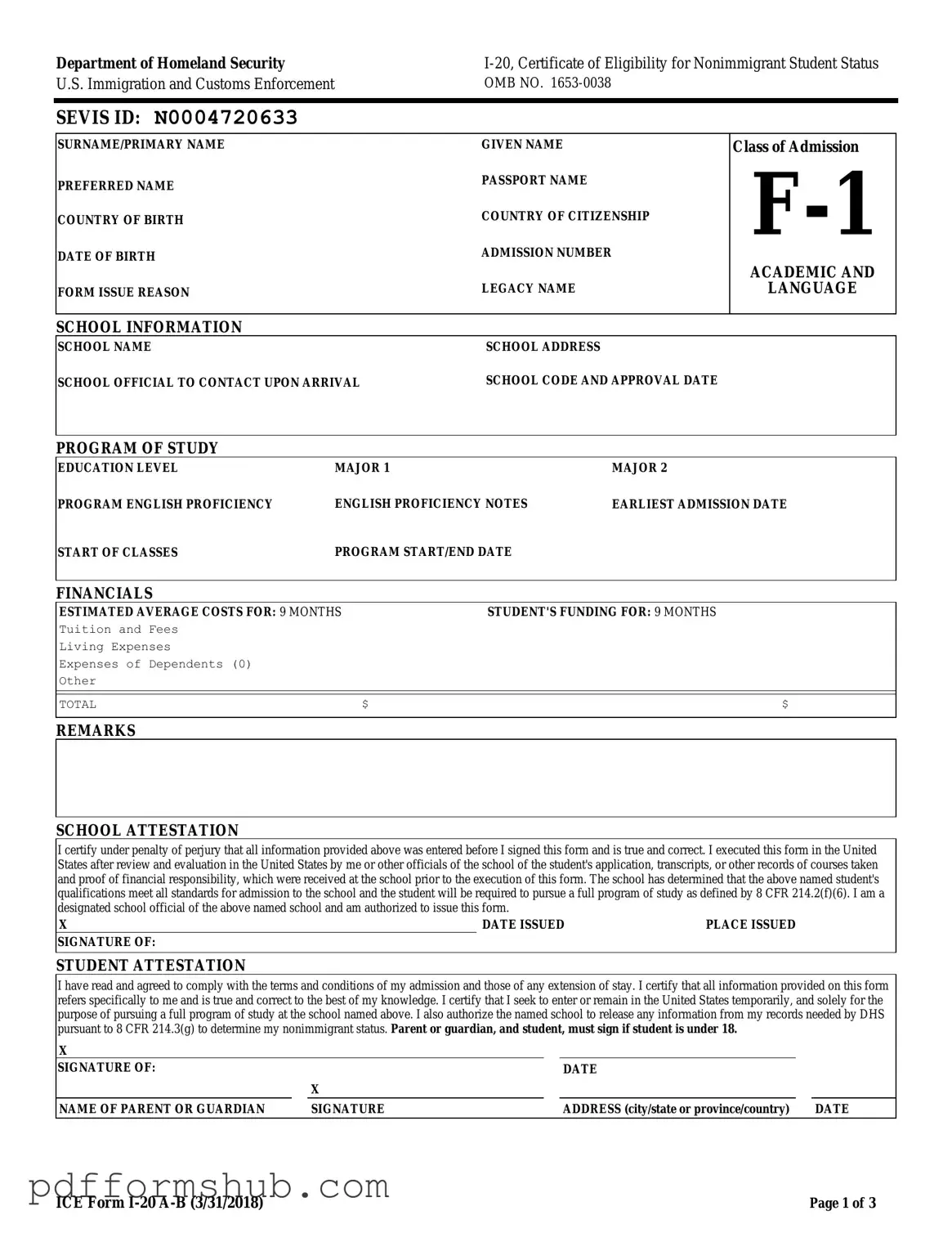Fill in Your I 20 Form