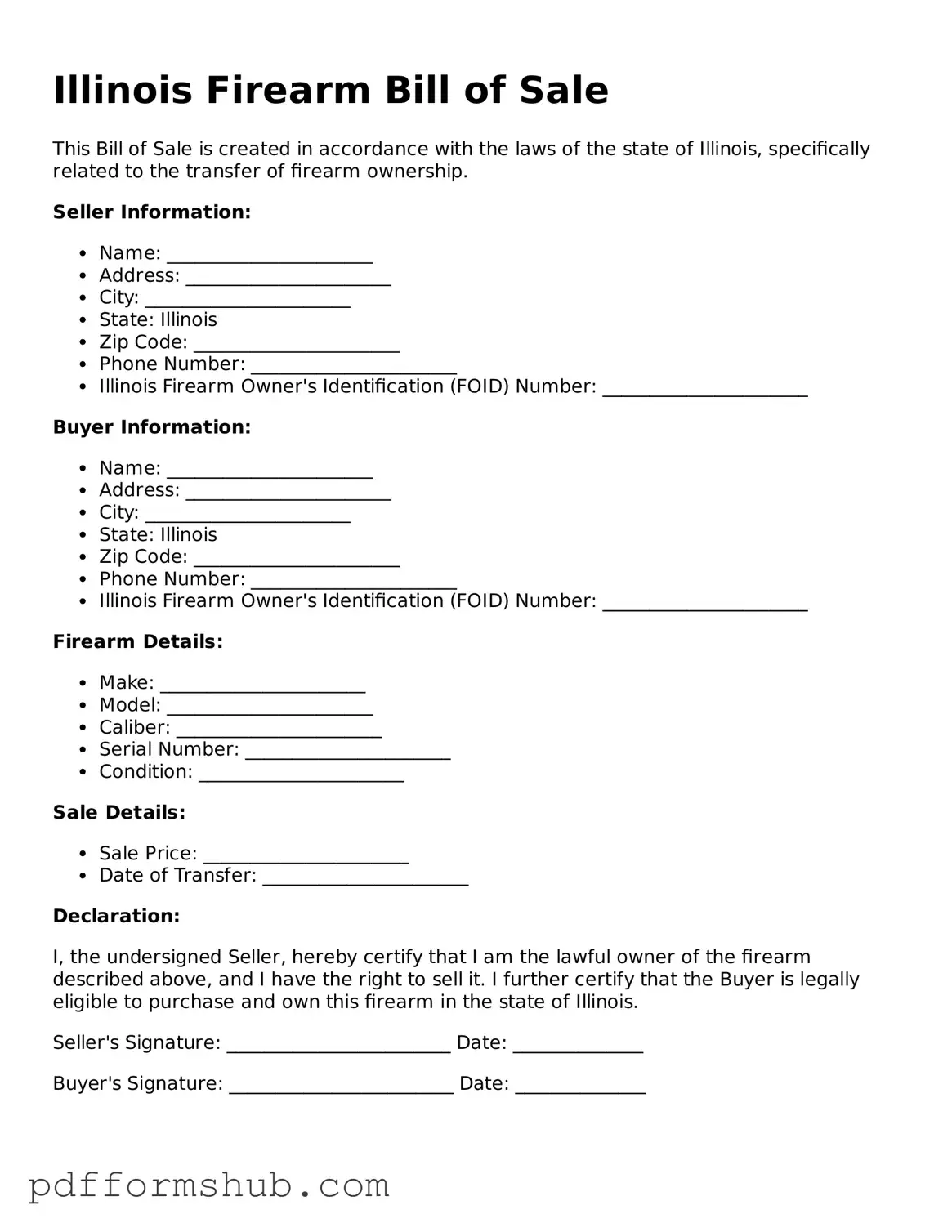 Attorney-Verified Firearm Bill of Sale Form for Illinois State