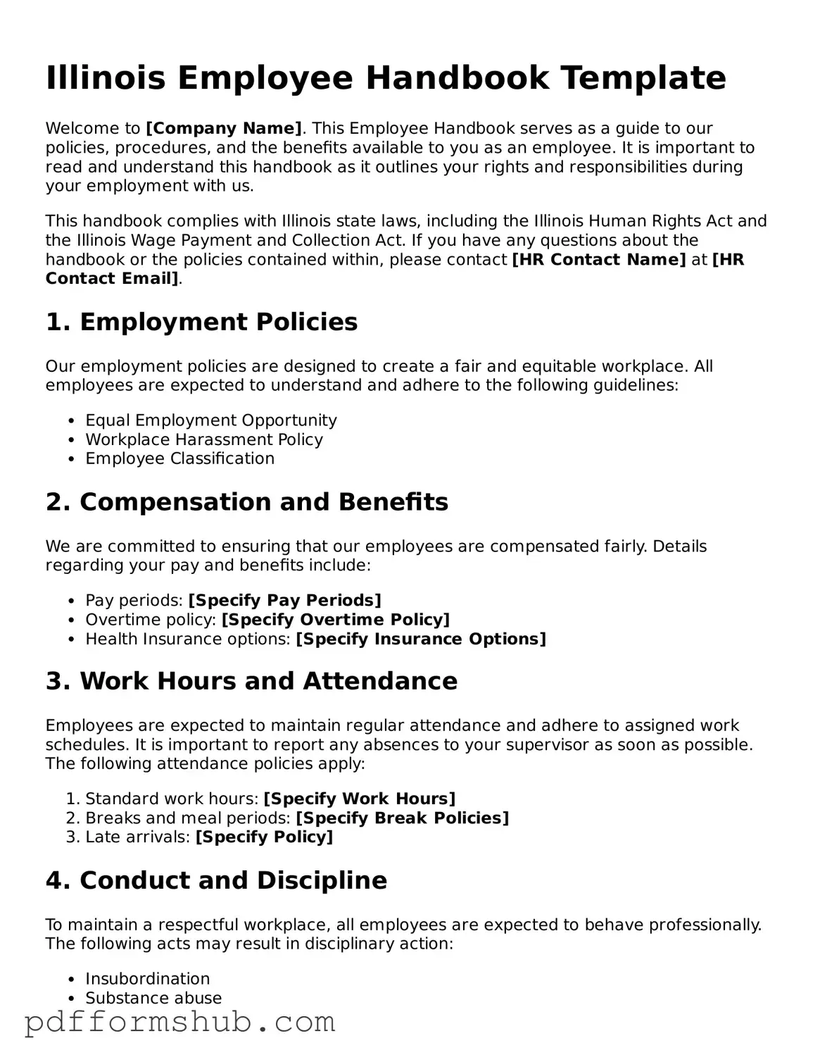 Attorney-Verified Employee Handbook Form for Illinois State