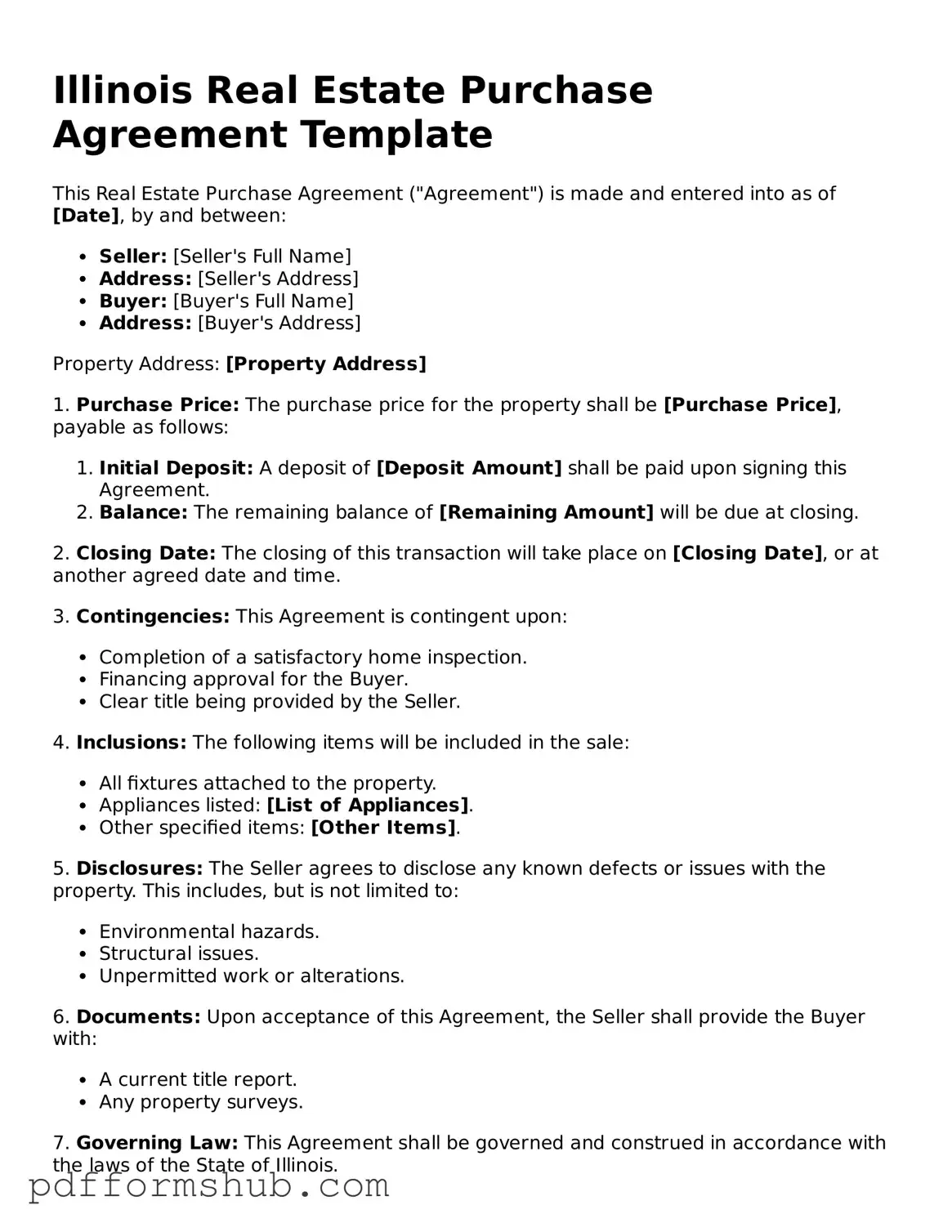 Attorney-Verified Real Estate Purchase Agreement Form for Illinois State